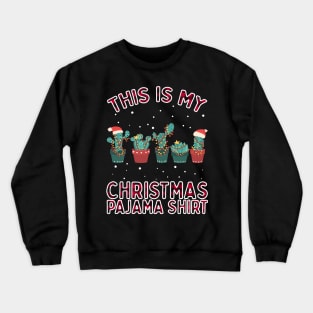 Christmas Succulent Shirt Gift Xmas Lights Cactus Pajamas Crewneck Sweatshirt